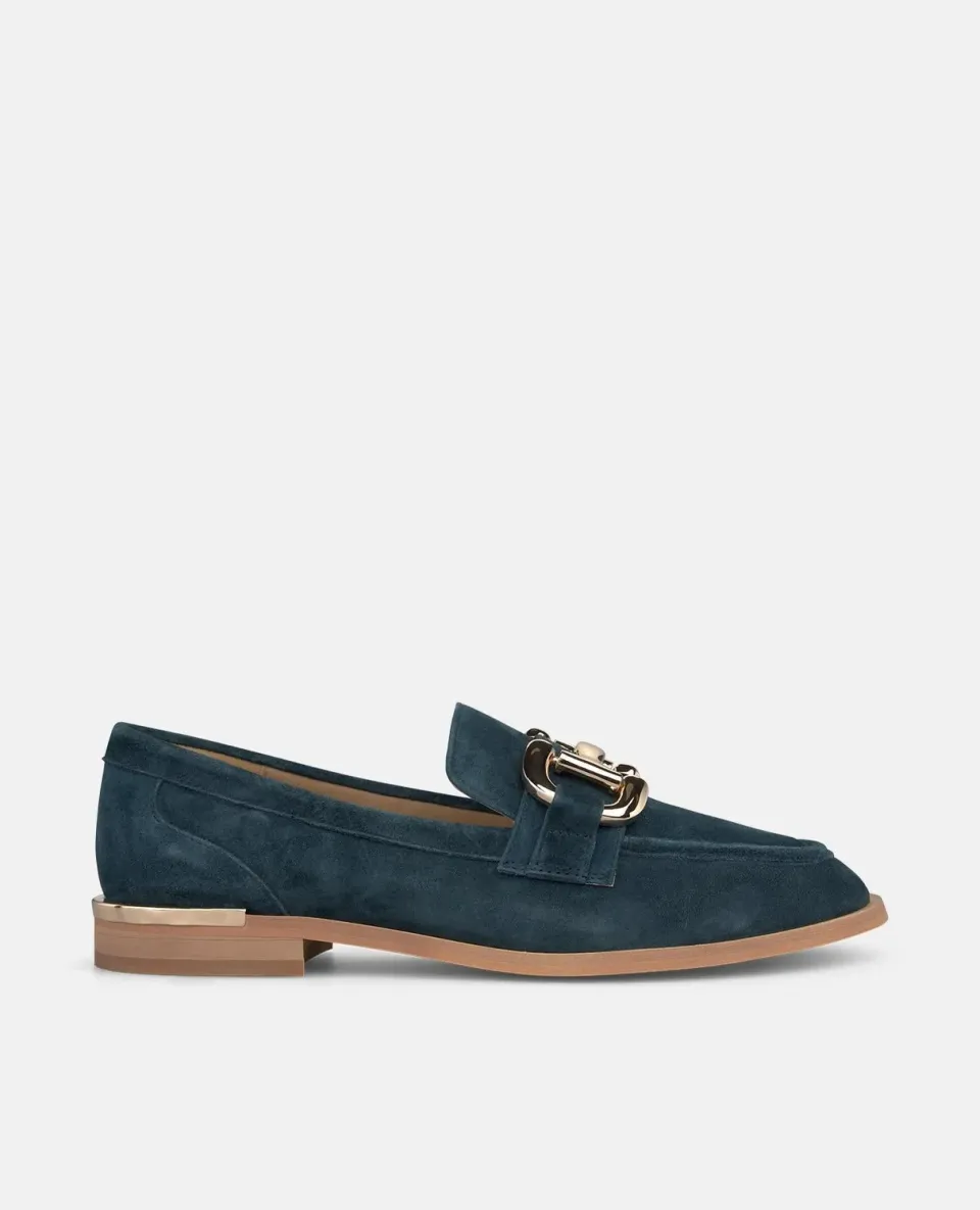 Alma en Pena V260801 mocassins bleu cuir talon 2 cm