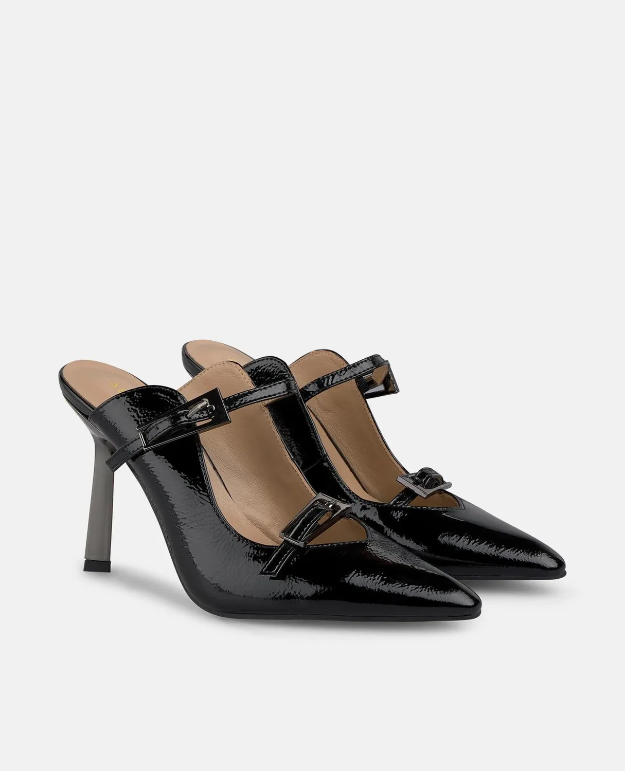 Alma en Pena I250455 mules noir vernis talon 10 cm