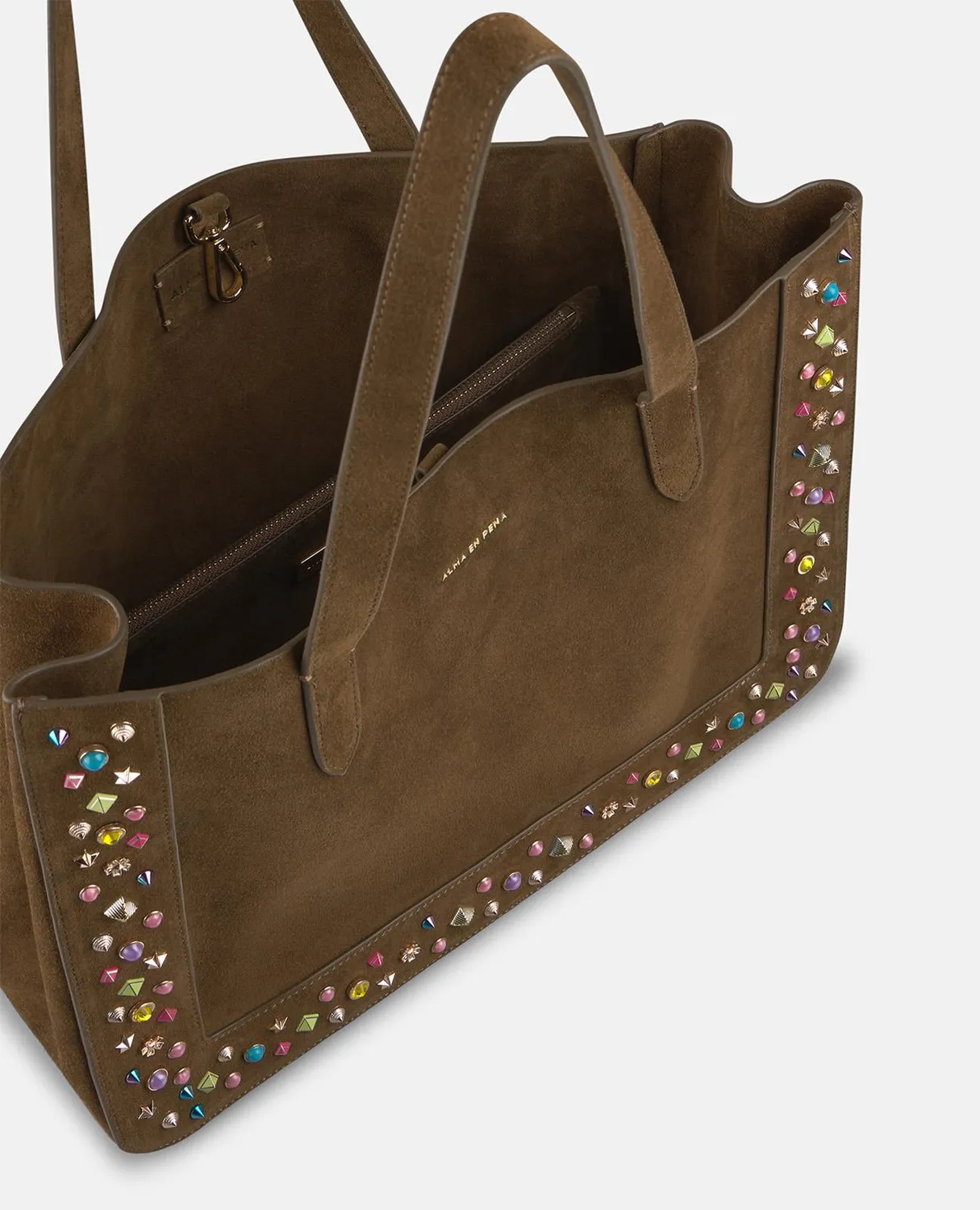 Alma en Pena V26BG056 shopper camel cuir clouté