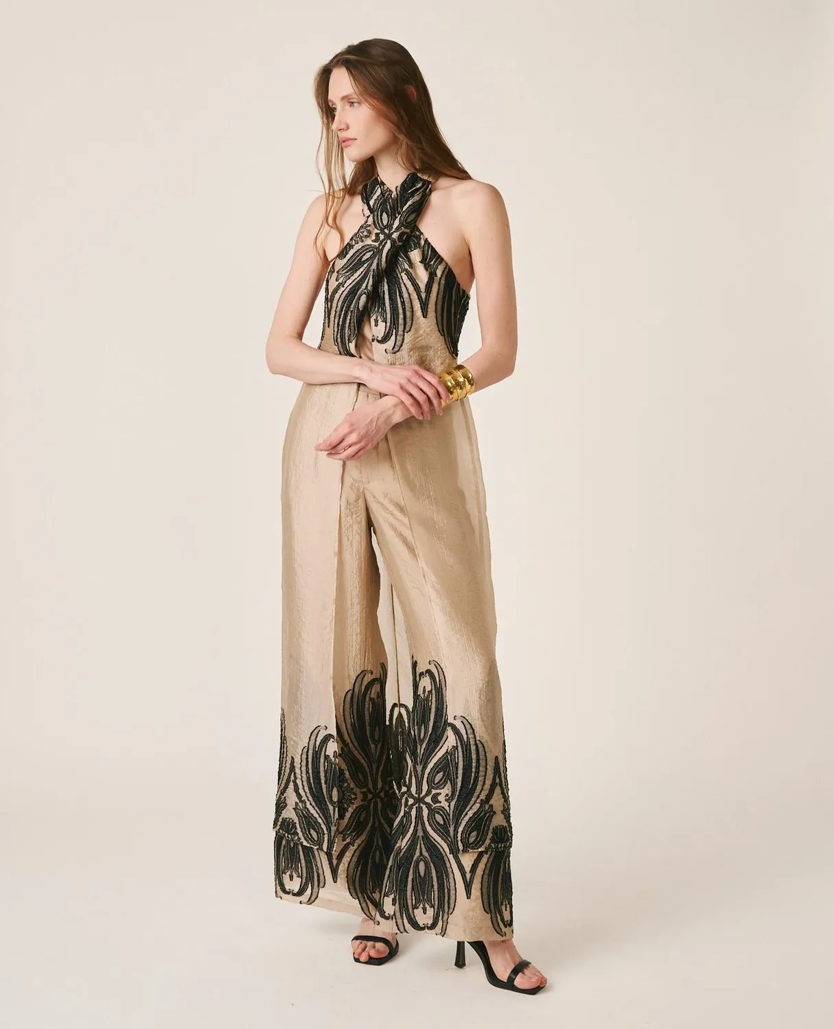 Alma en Pena V26CL1611 pantalon arabesque taupe taille haute