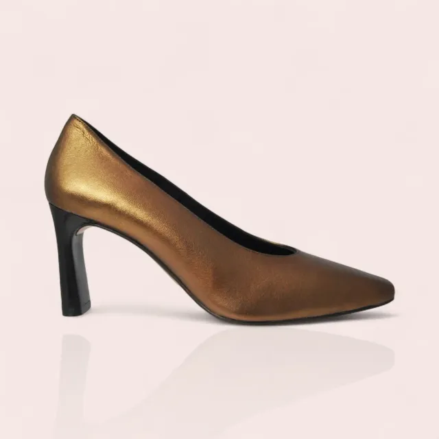 Karine Arabian MADELEINE escarpin bronze cuir 70mm