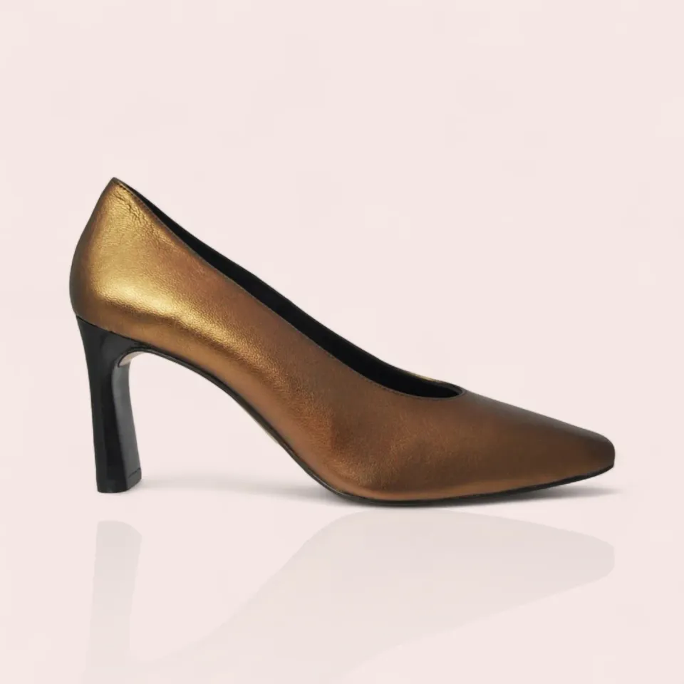 Karine Arabian MADELEINE escarpin bronze cuir 70mm