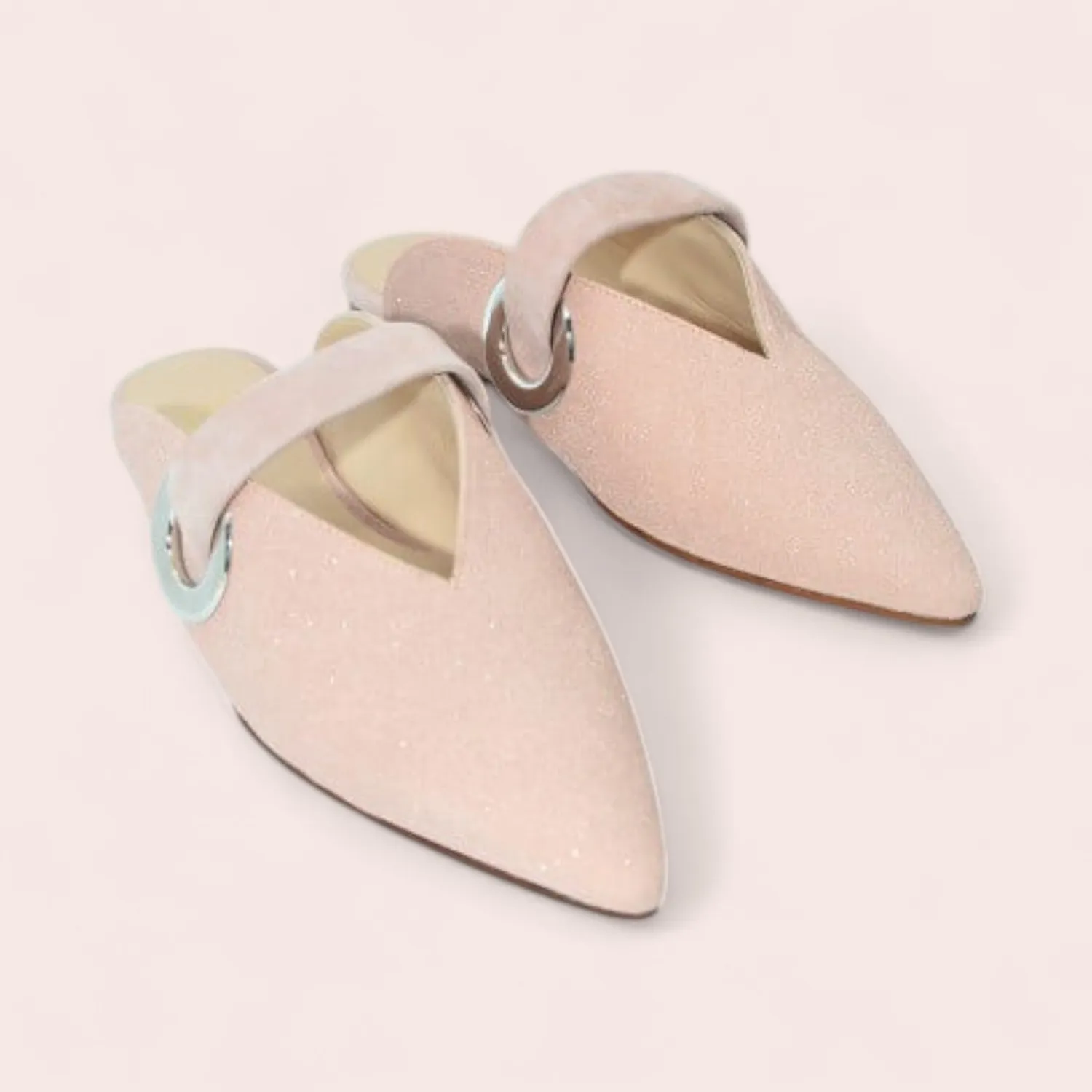 Karine Arabian Ashley mules plates rose pailleté cuir