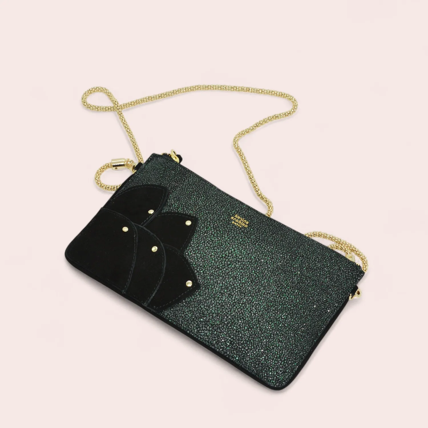 Karine Arabian ROSE pochette cuir glitter noir