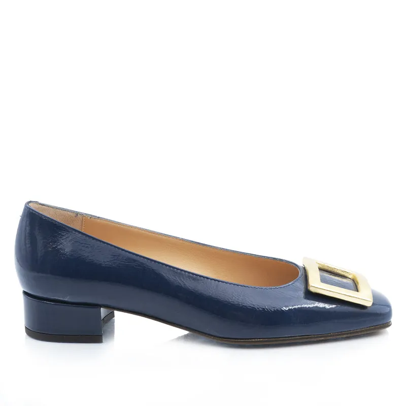 Bégum Paris Georgina Vogue ballerines bleu acier boucle dorée
