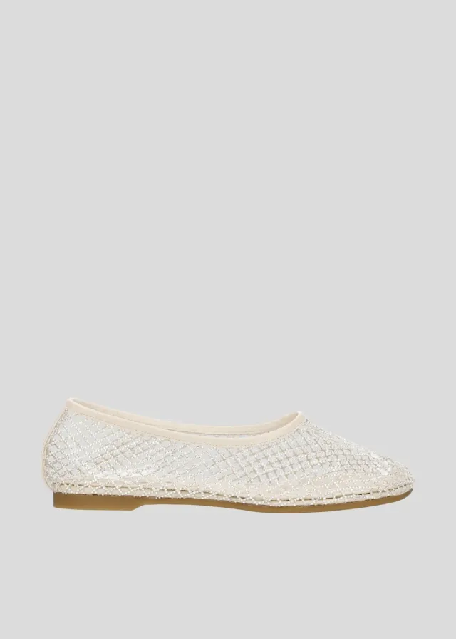 Lola Cruz Ruby ballerines blanc cassé plat