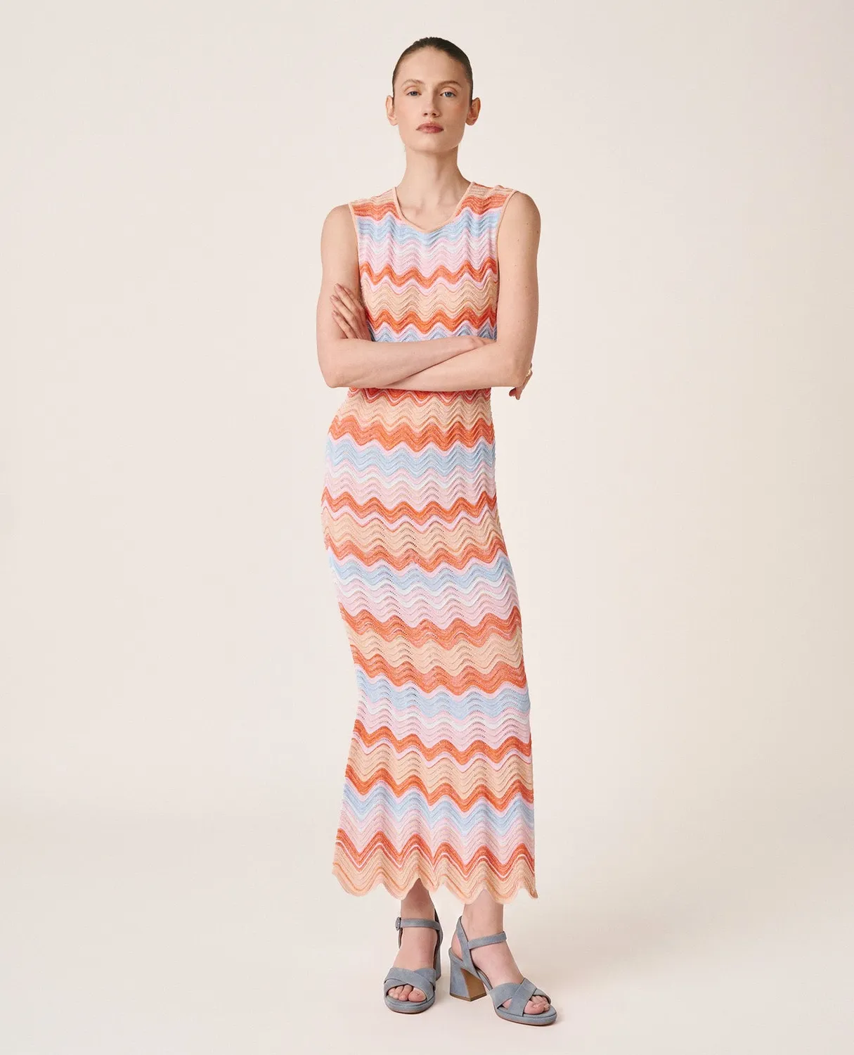 Alma en Pena V26CL0201 robe longue maille orange