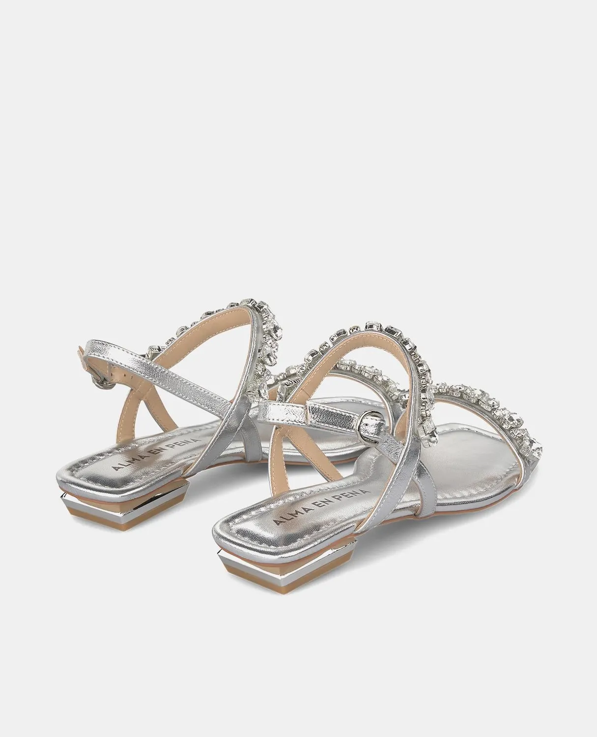 Alma en Pena V240762 sandales argenté cuir strass