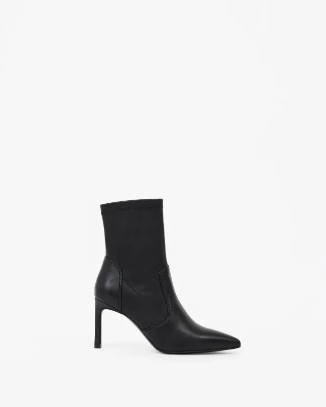 Mi/Mai Ophelia Black Calf bottines cuir noir stretch talon fin