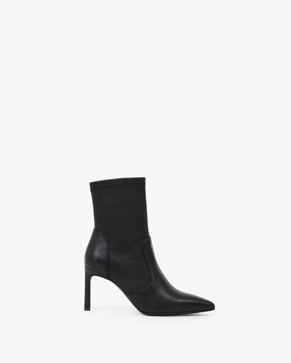 Mi/Mai Ophelia Black Calf bottines cuir noir stretch talon fin