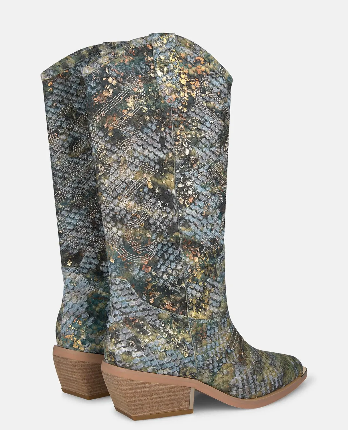Alma en Pena V260254 bottes cowboy cuir bleu talon 5 cm