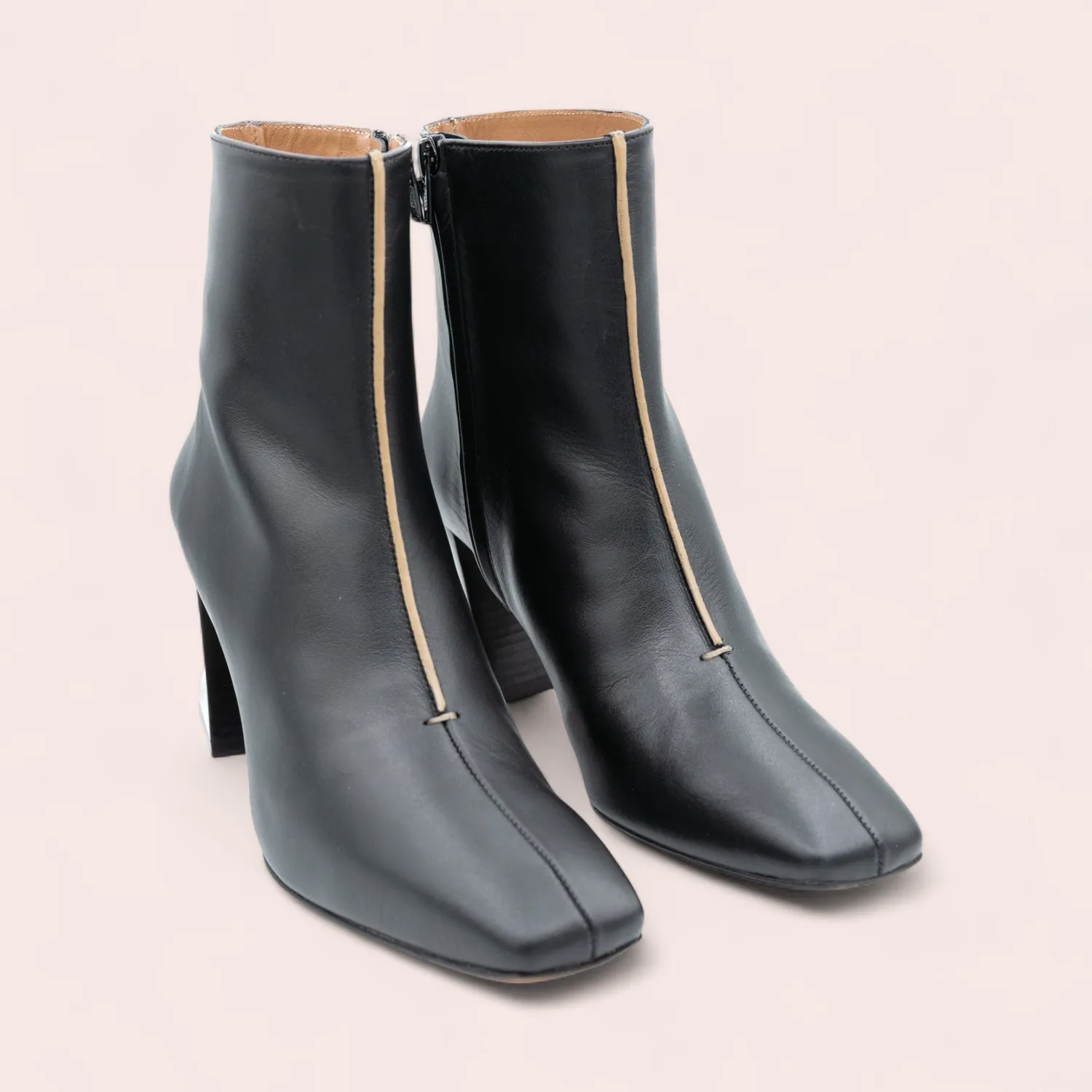 Karine Arabian Cork bottine cuir talon 70 mm noir