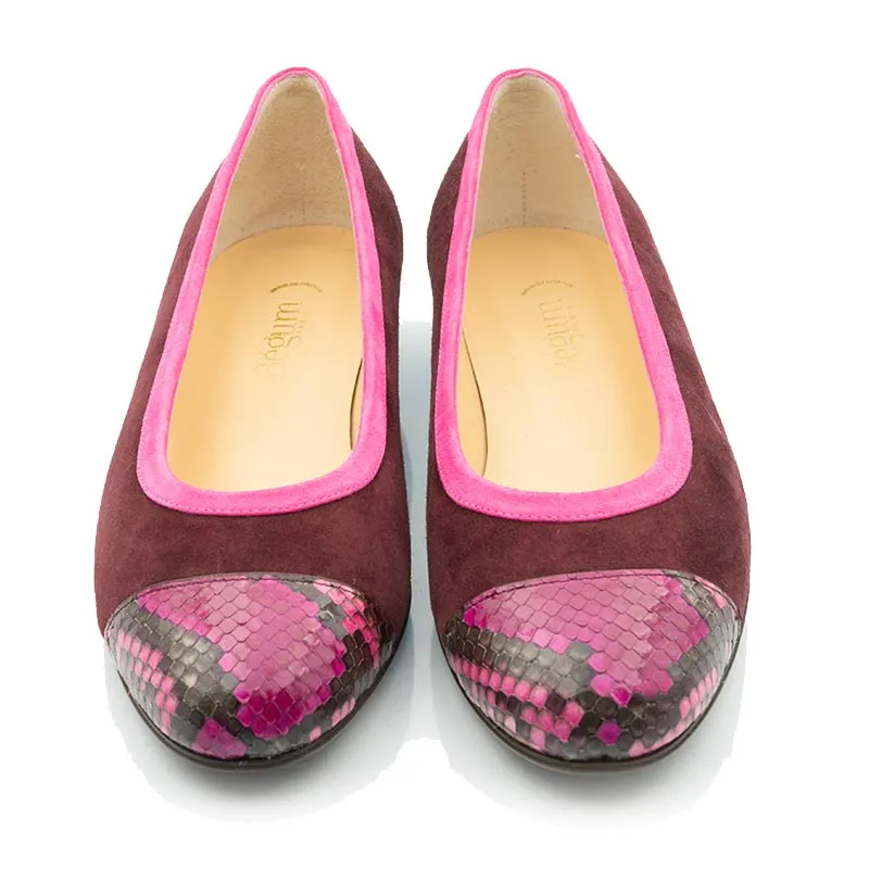 Bégum Paris Gabrielle ballerine bout python 1,5 cm