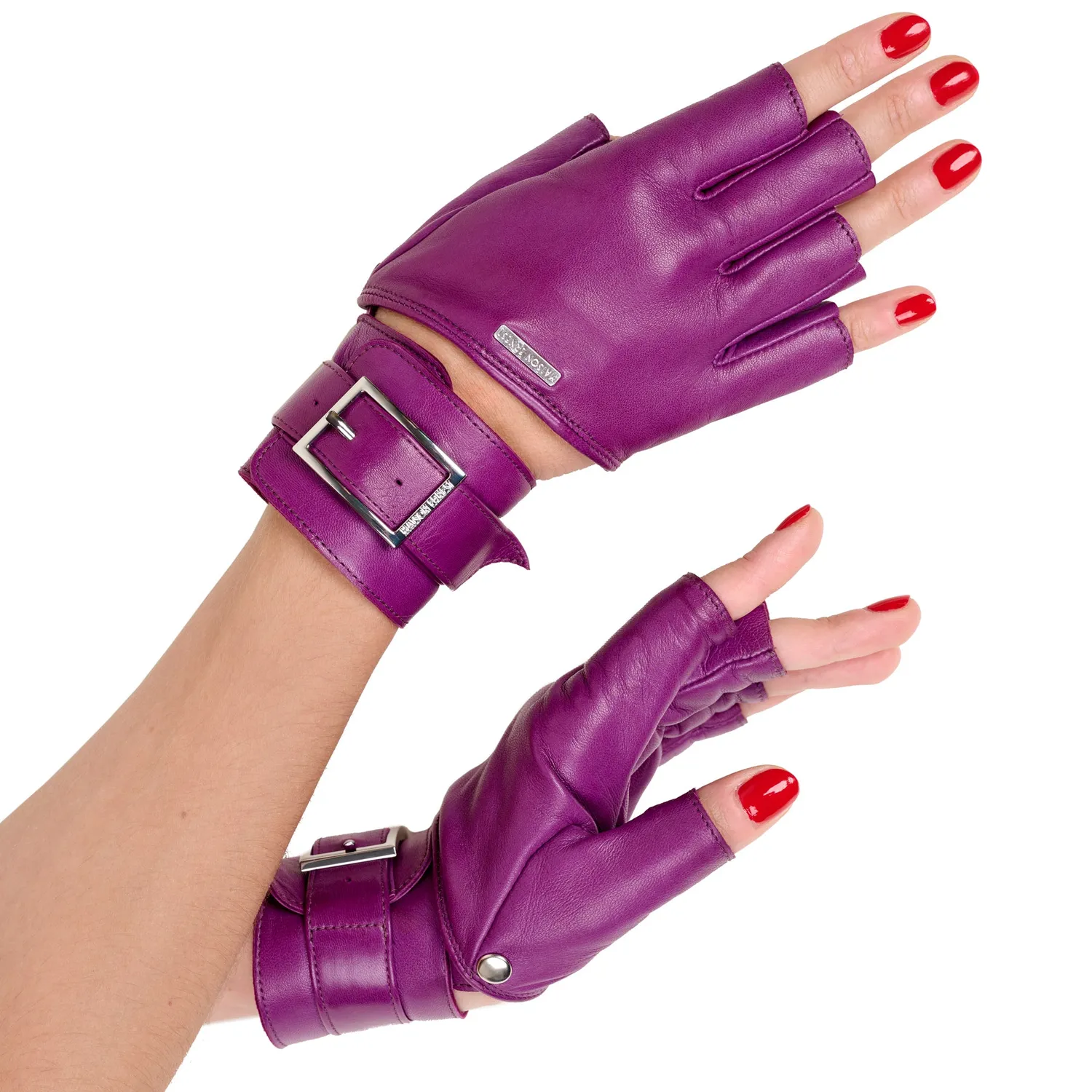 Maison Ernest Pulsion gants cuir violet mat