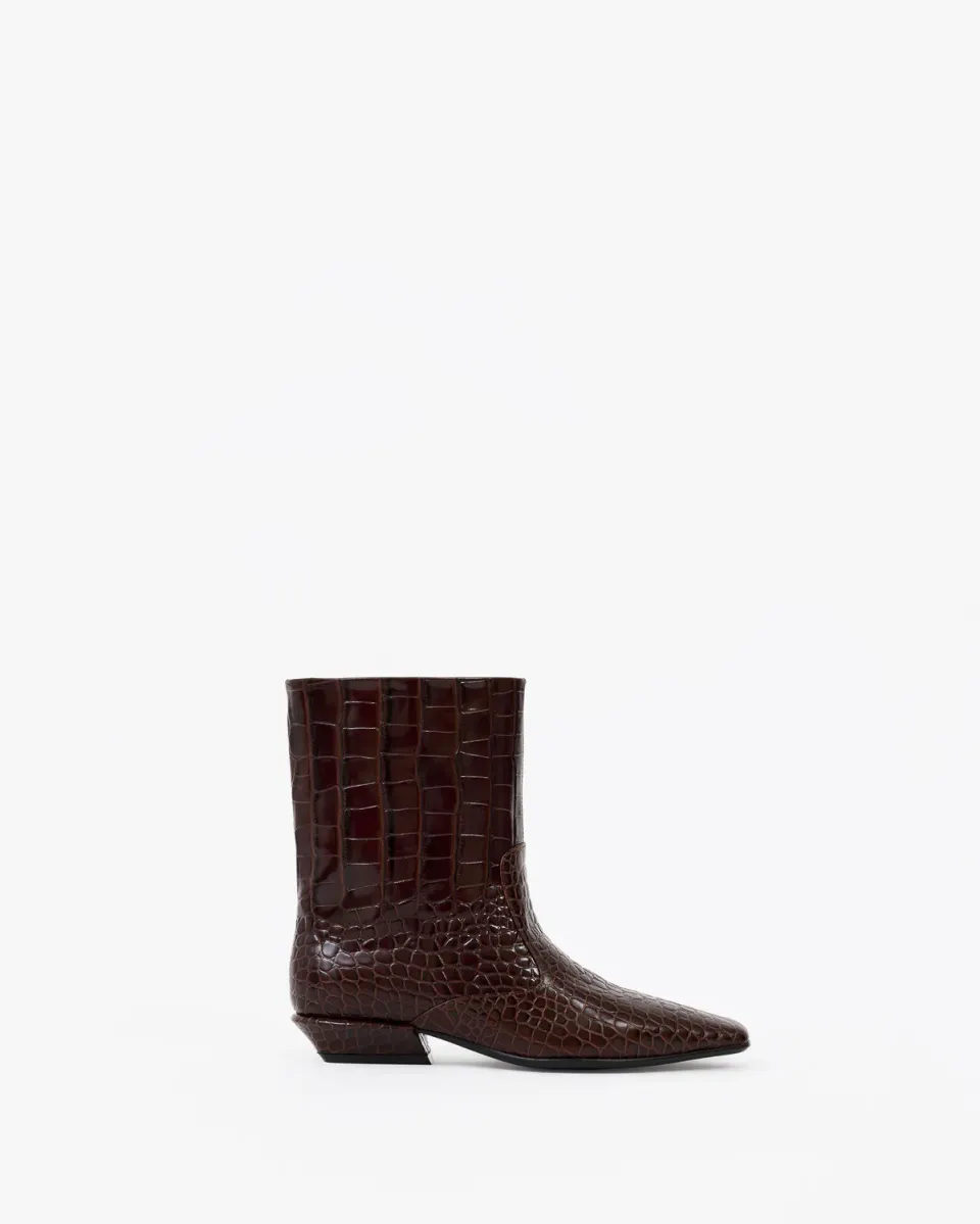 Mi/Mai Tamy Chocolate Croc bottines cuir croco