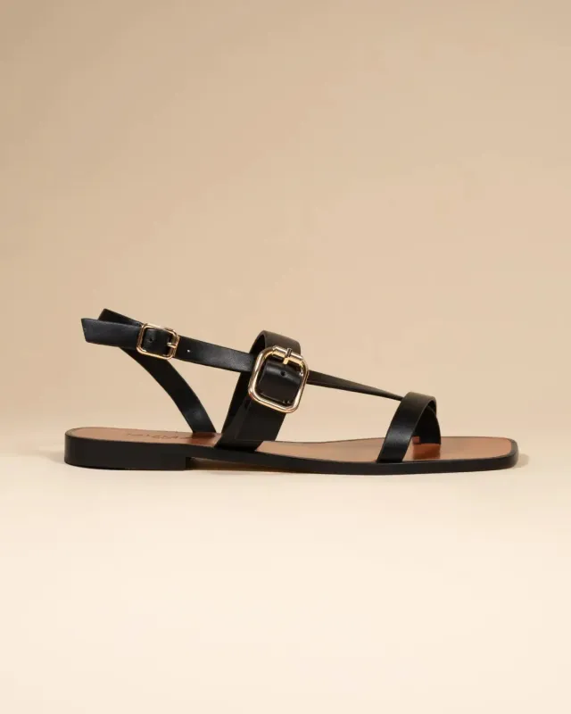 Mi/Mai Twill Black nu-pieds noir cuir