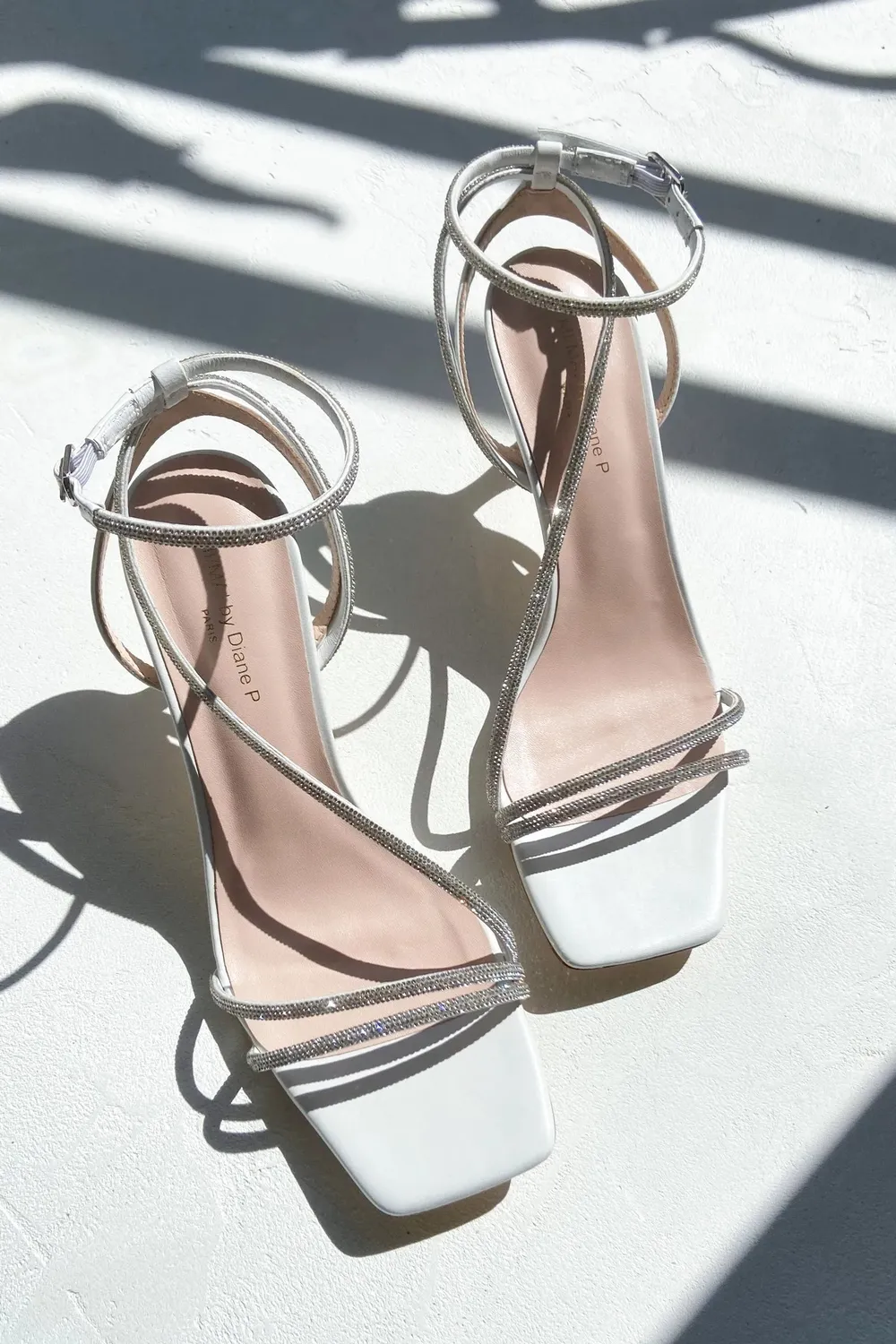 Mi/Mai Capri White sandales blanc strass talon