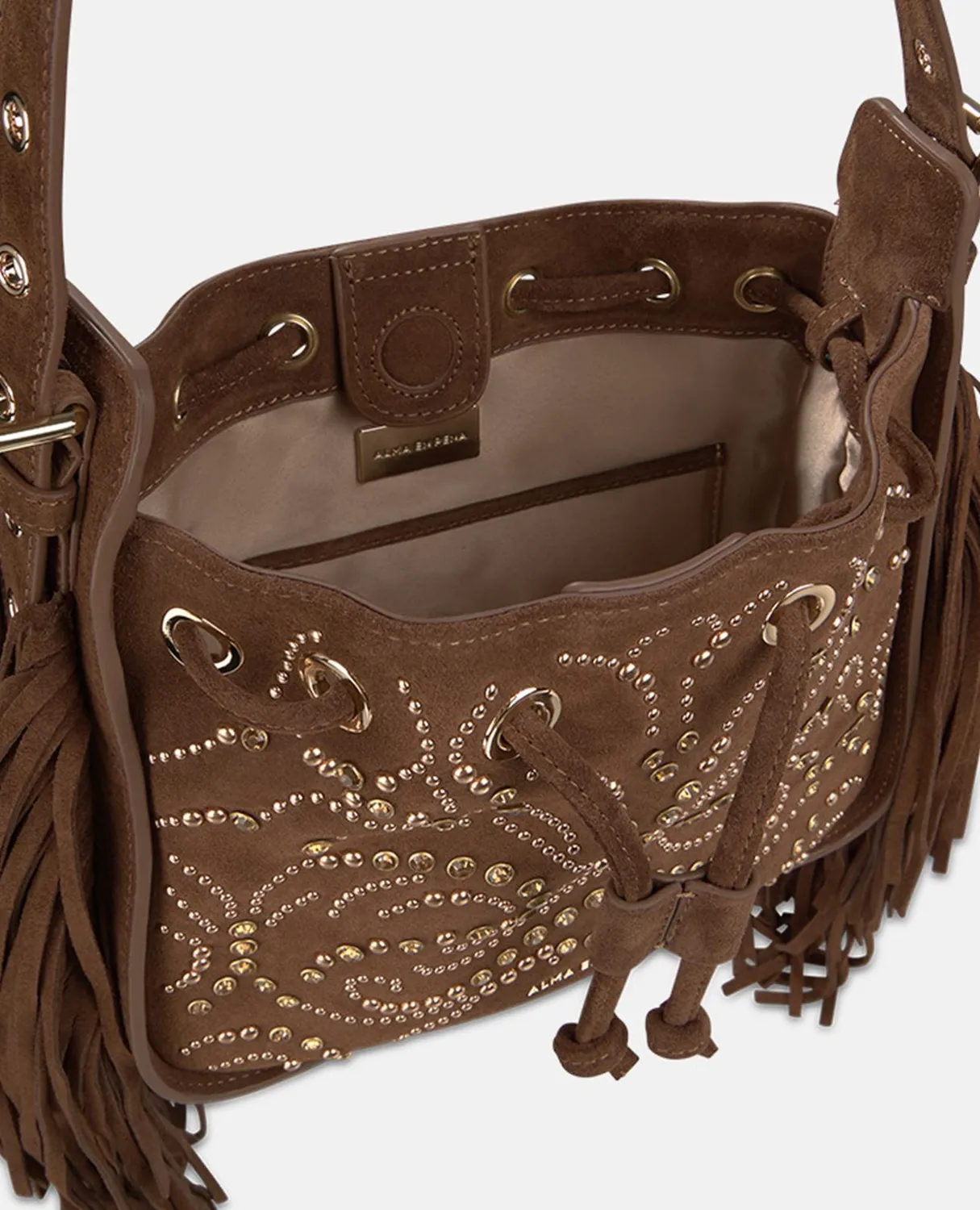 Alma en Pena BG215 sac cuir camel à strass