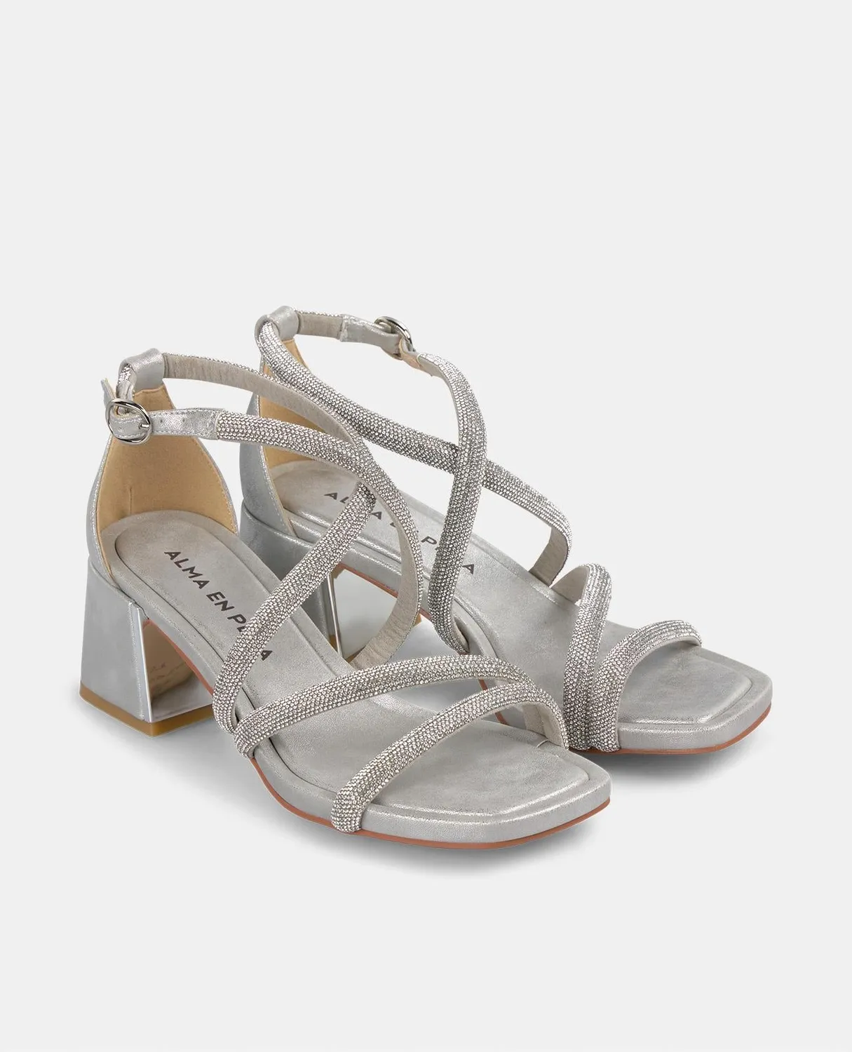 Alma en Pena V2550944 sandales argent strass talon 6 cm