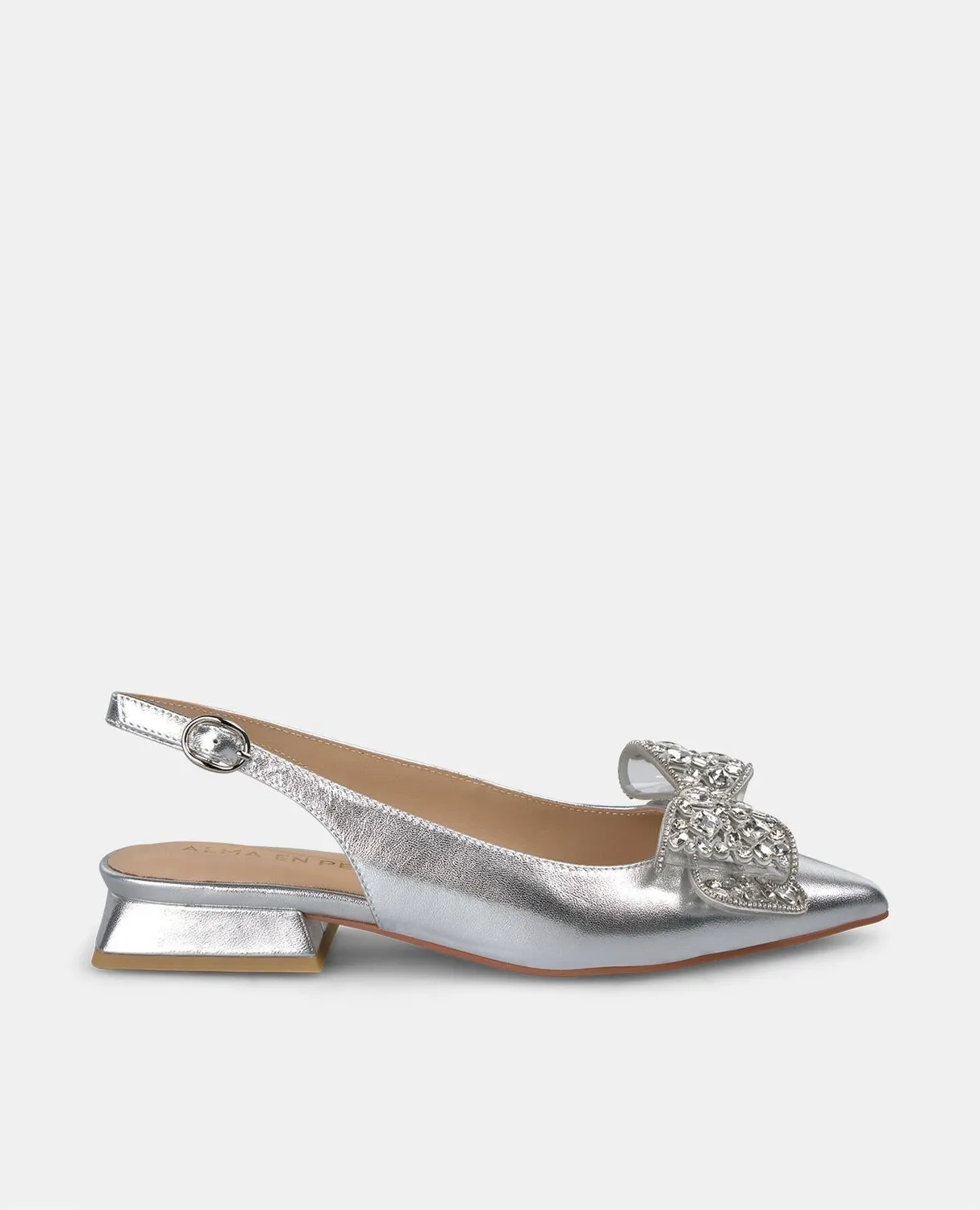 Alma en Pena V250495 ballerine argentée nœud strass