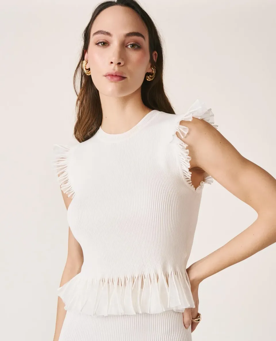 Alma en Pena V26CL0609 top blanc en viscose