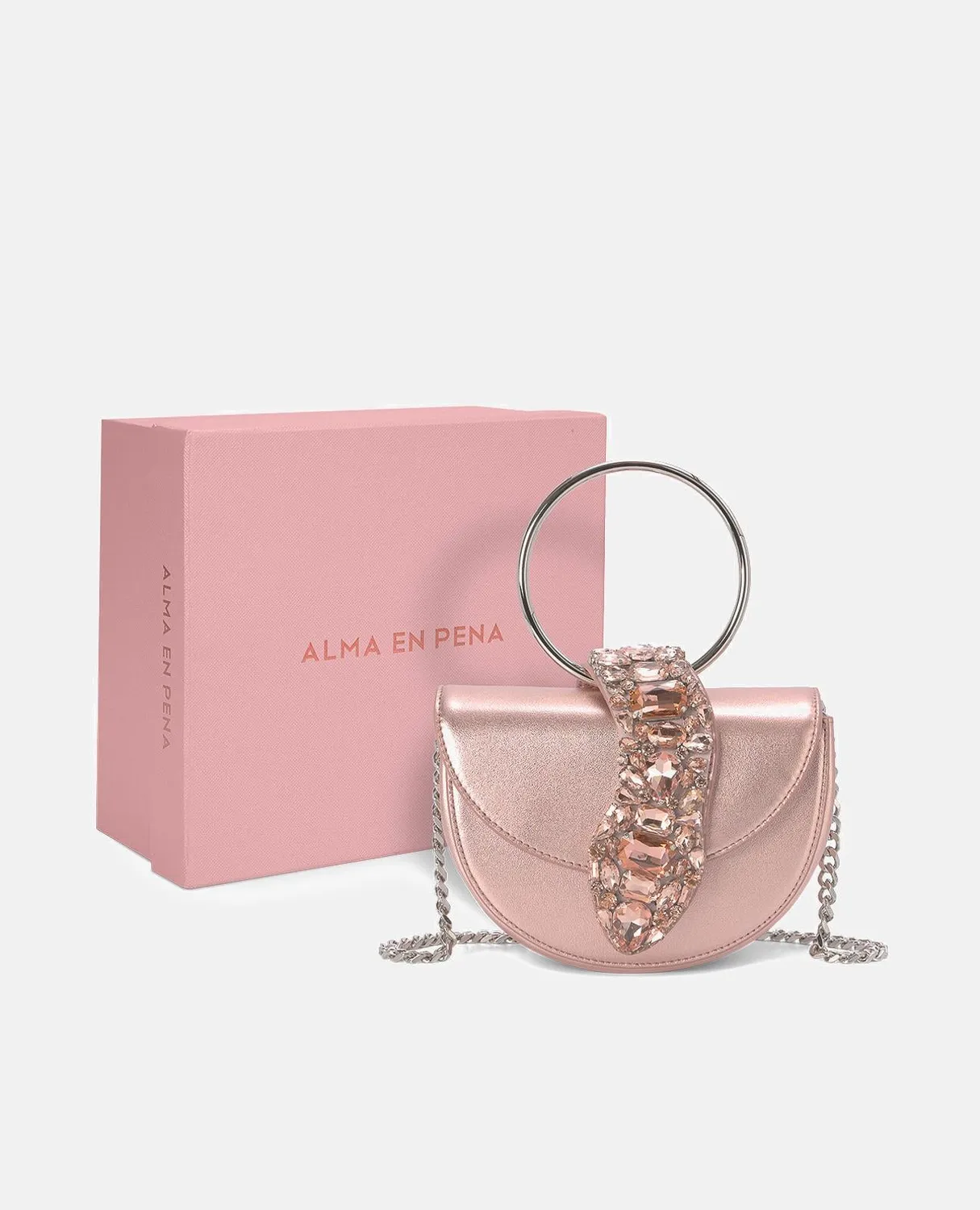 Alma en Pena BG101 sac bandoulière cuir rose demi-lune