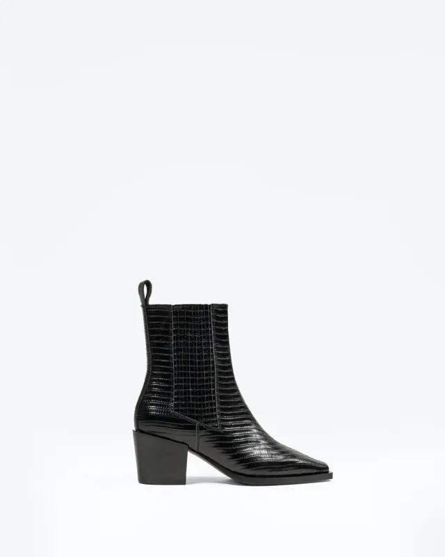 Mi/Mai Jane II Black Lizard bottines chelsea lézard noir