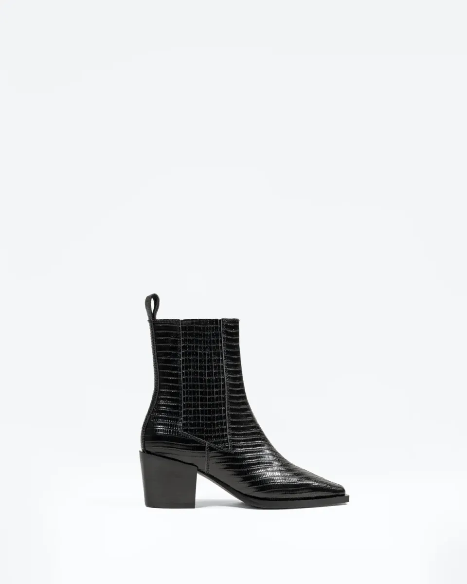 Mi/Mai Jane II Black Lizard bottines chelsea lézard noir