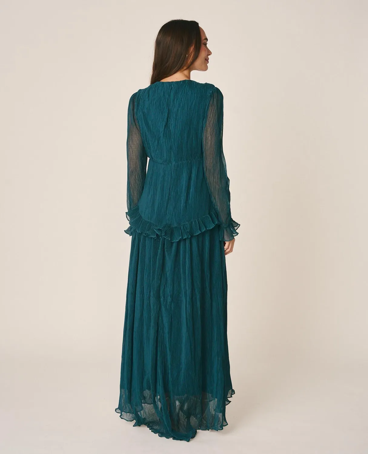Alma en Pena I26CL0201 robe longue bleue plissée découpes