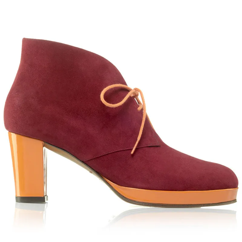 Bégum Paris Diane bottines carmin mandarine talon 7 cm