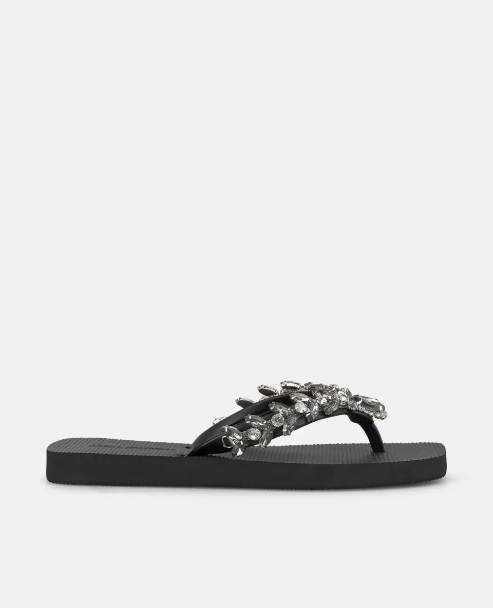 Alma en Pena V269006 tongs plage noires strass