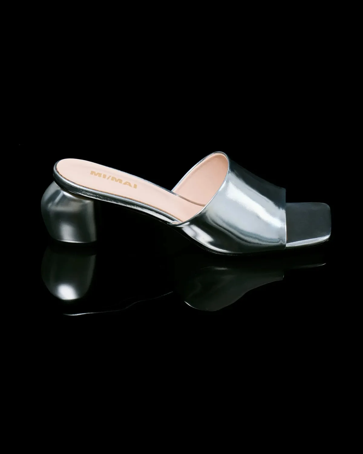 Mi/Mai Gemma Low Silver mules cuir argenté 5 cm
