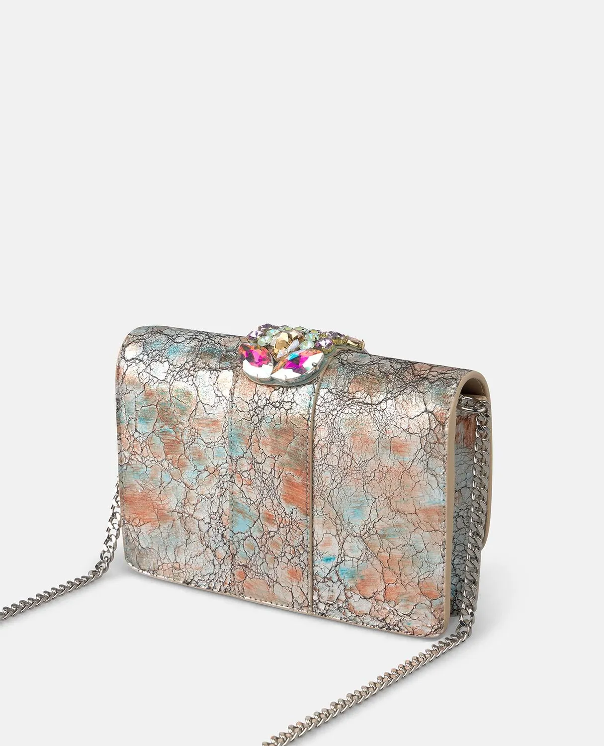 Alma en Pena BG103 pochette cuir turquoise strass soirée