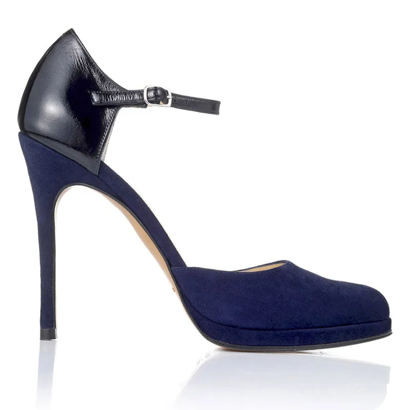 Bégum Paris Rome escarpins marine bride talon 10,5 cm