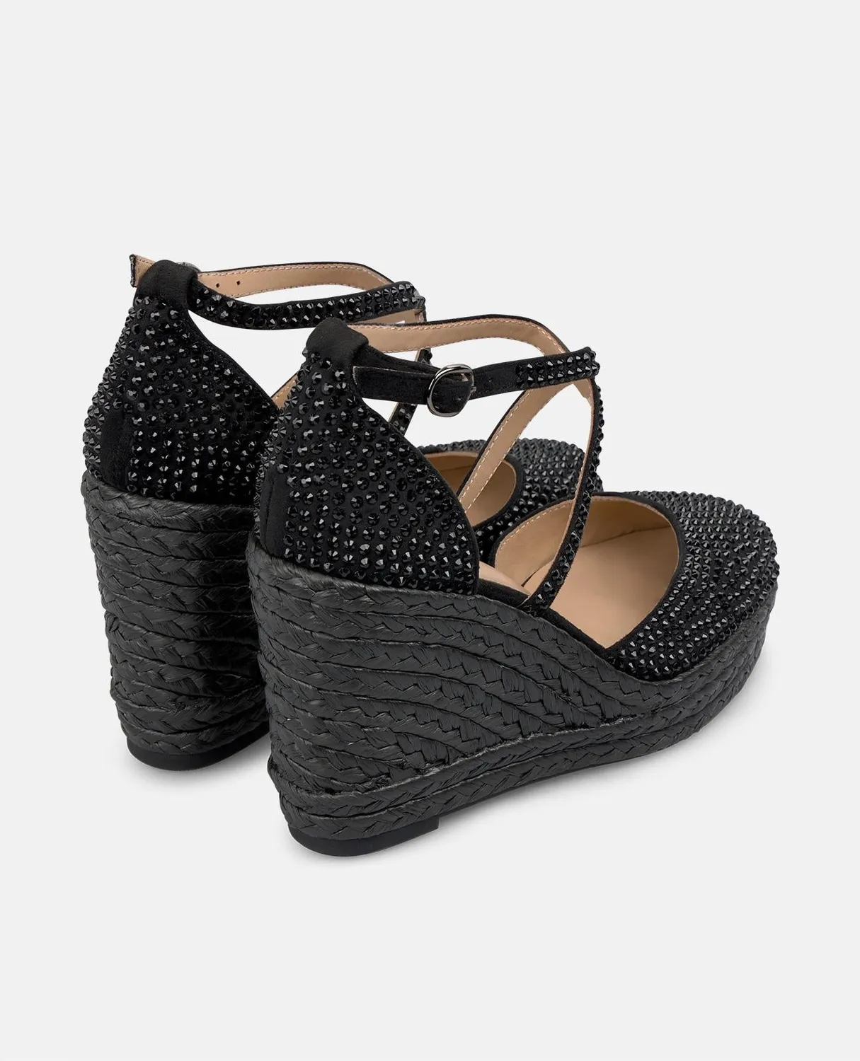 Alma en Pena V2551002 compensées noires strass talon 9,8 cm