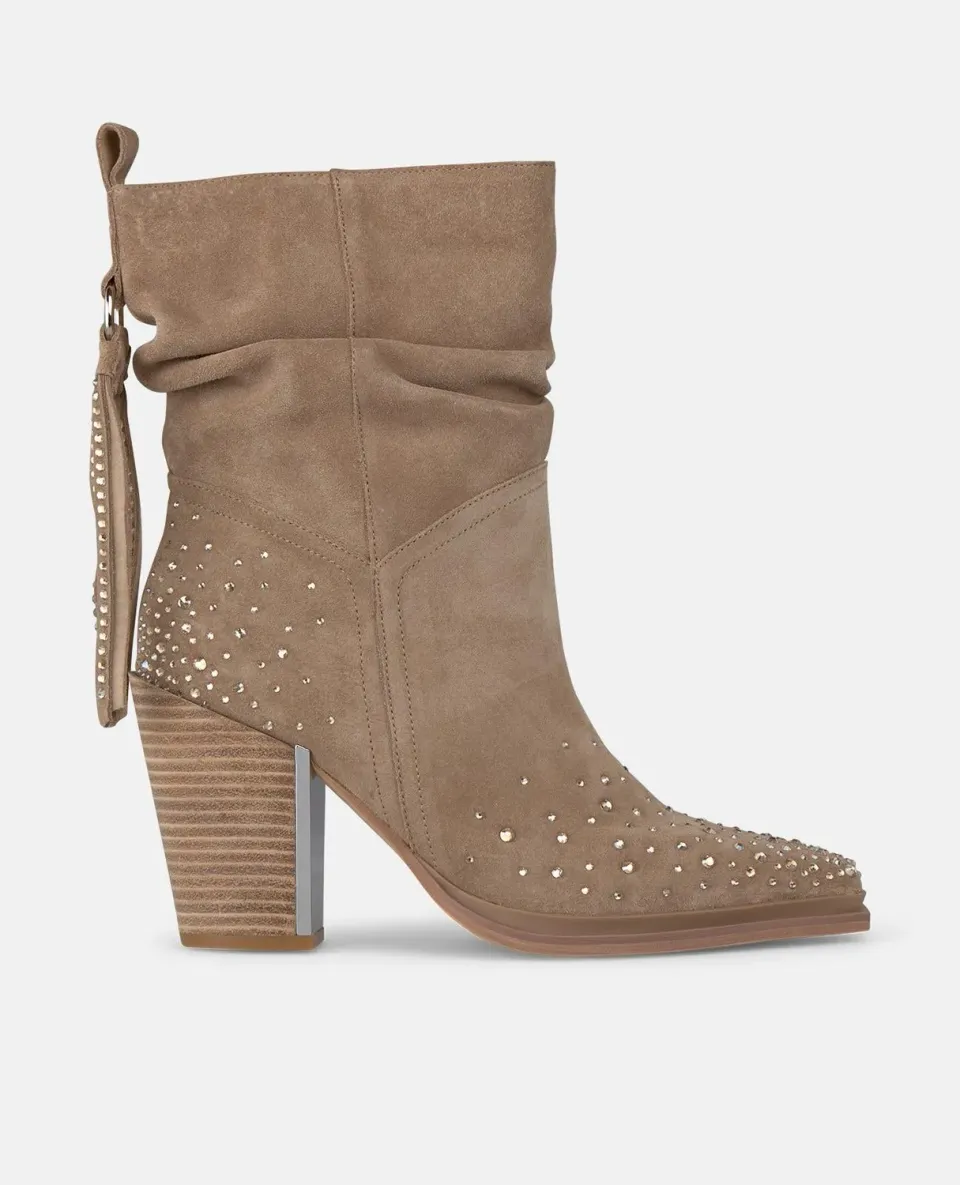 Alma en Pena I250707 bottines cowboy vison franges talon 9,5 cm