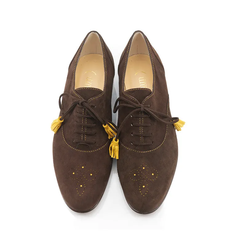 Bégum Paris Emilia derbies cuir cacao bout fleuri talon 2 cm