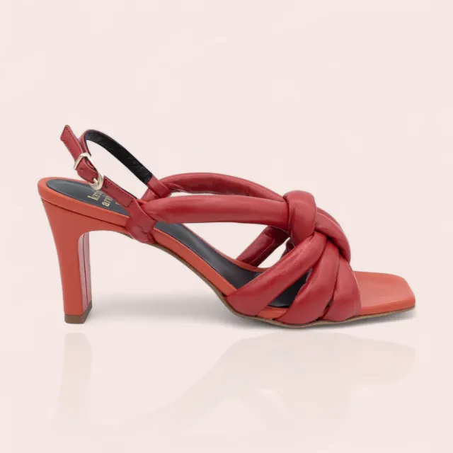 Karine Arabian Maeva sandale cuir rouge orange talon 70mm