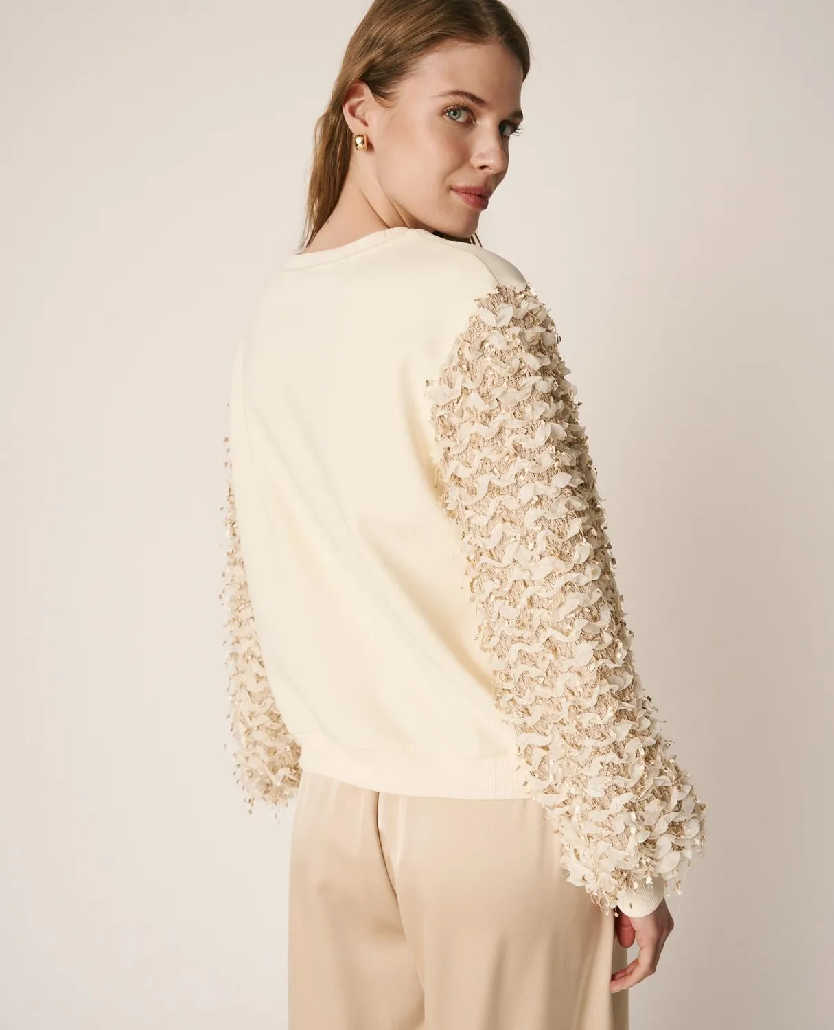 Alma en Pena V26CL0900 sweat blanc manches bouffantes