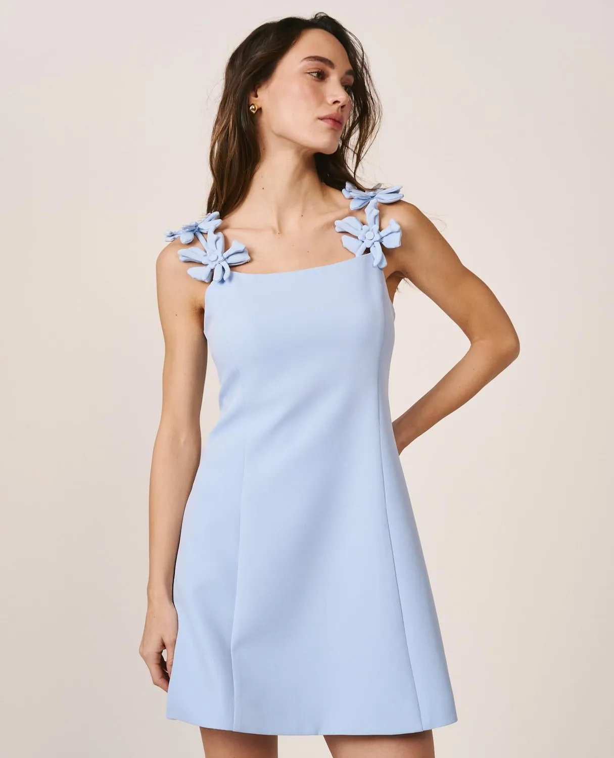 Alma en Pena V26CL0104 robe mini bleu ciel fleurs