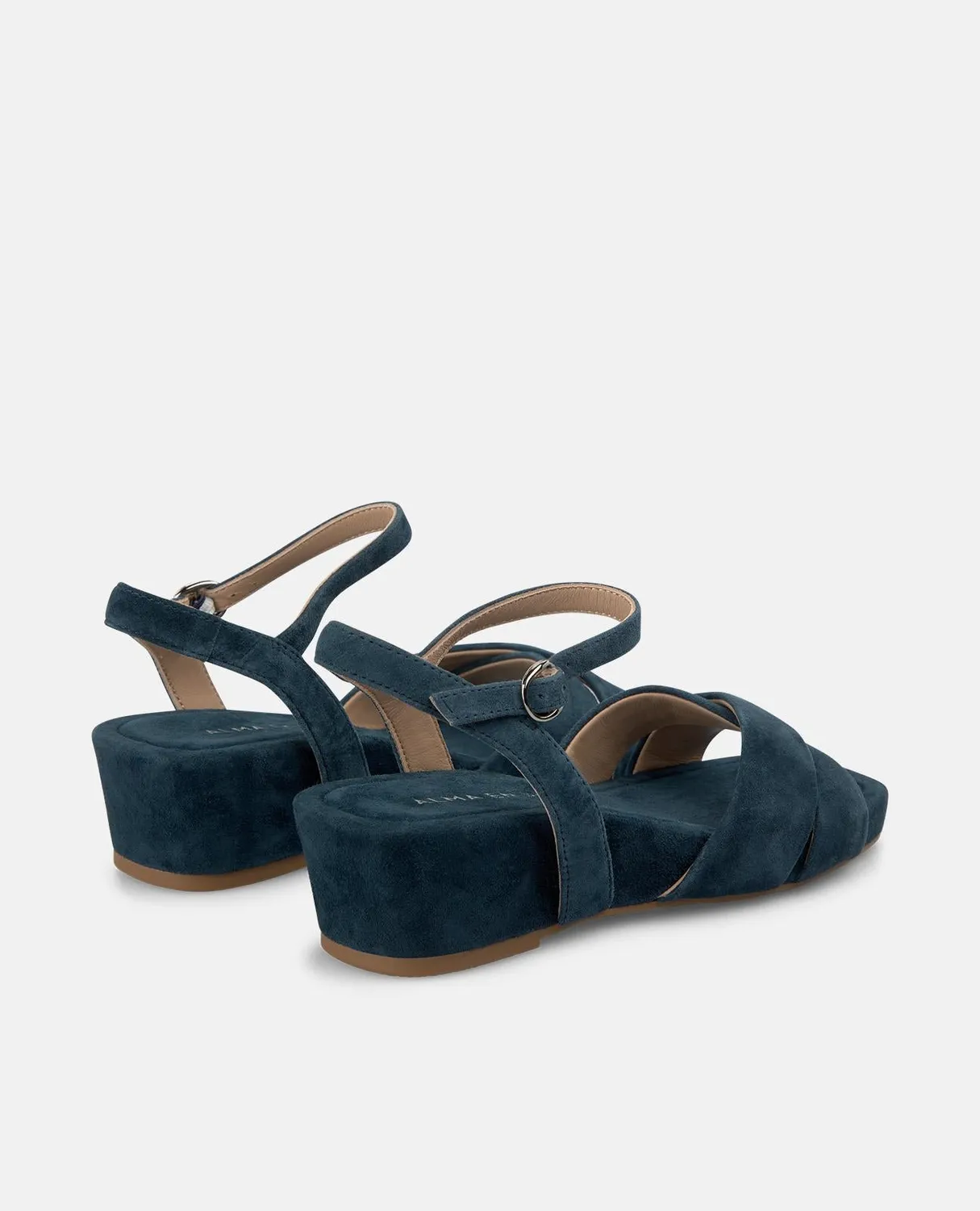 Alma en Pena V267707 sandale bleu marine cuir compensée