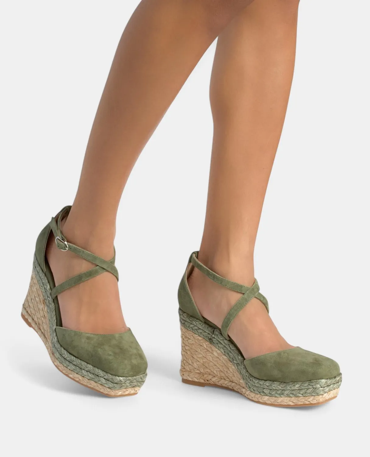Alma en Pena V2551117 compensées kaki cuir 9cm