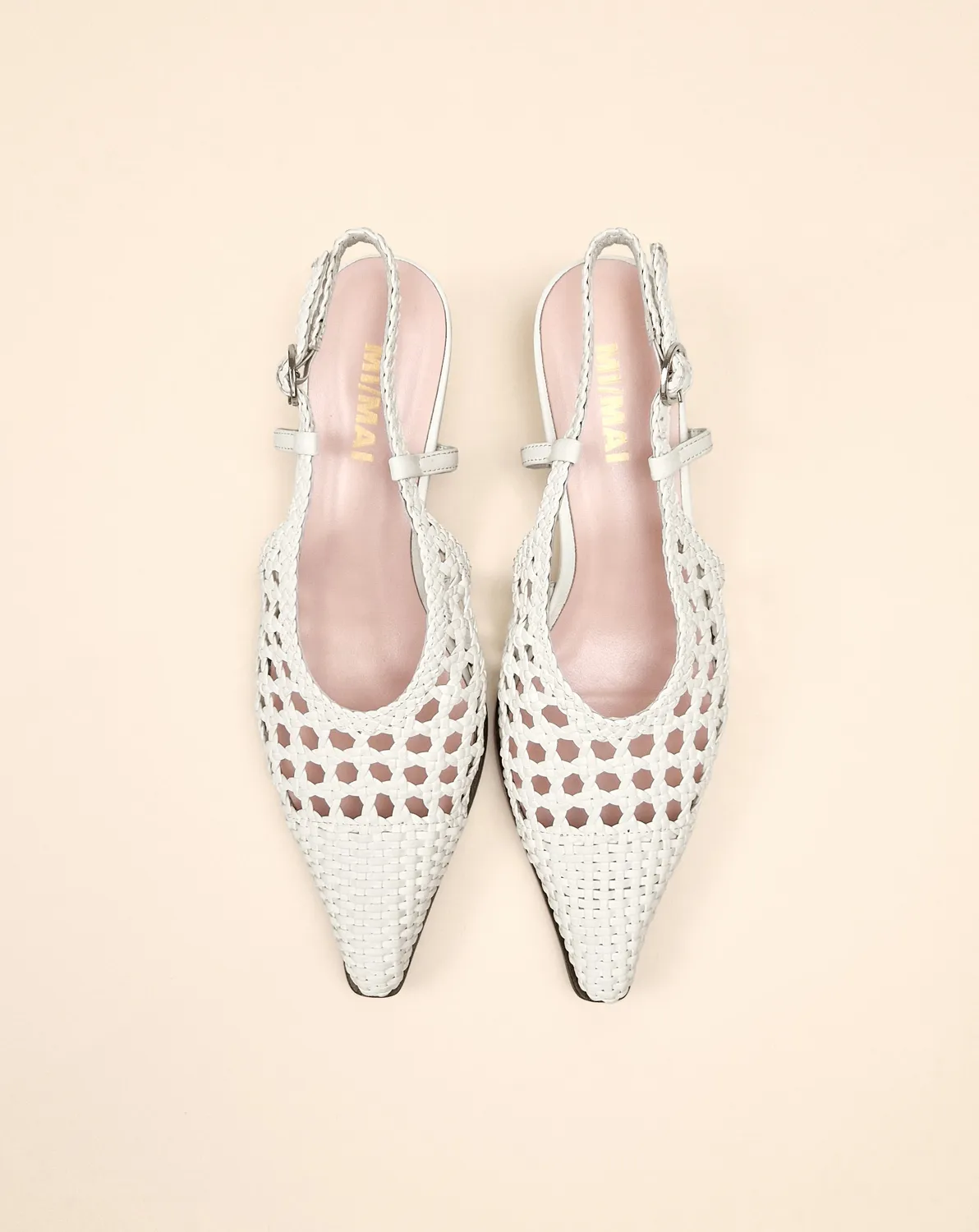 Mi/Mai Marina Woven White escarpins blancs tressés 4 cm