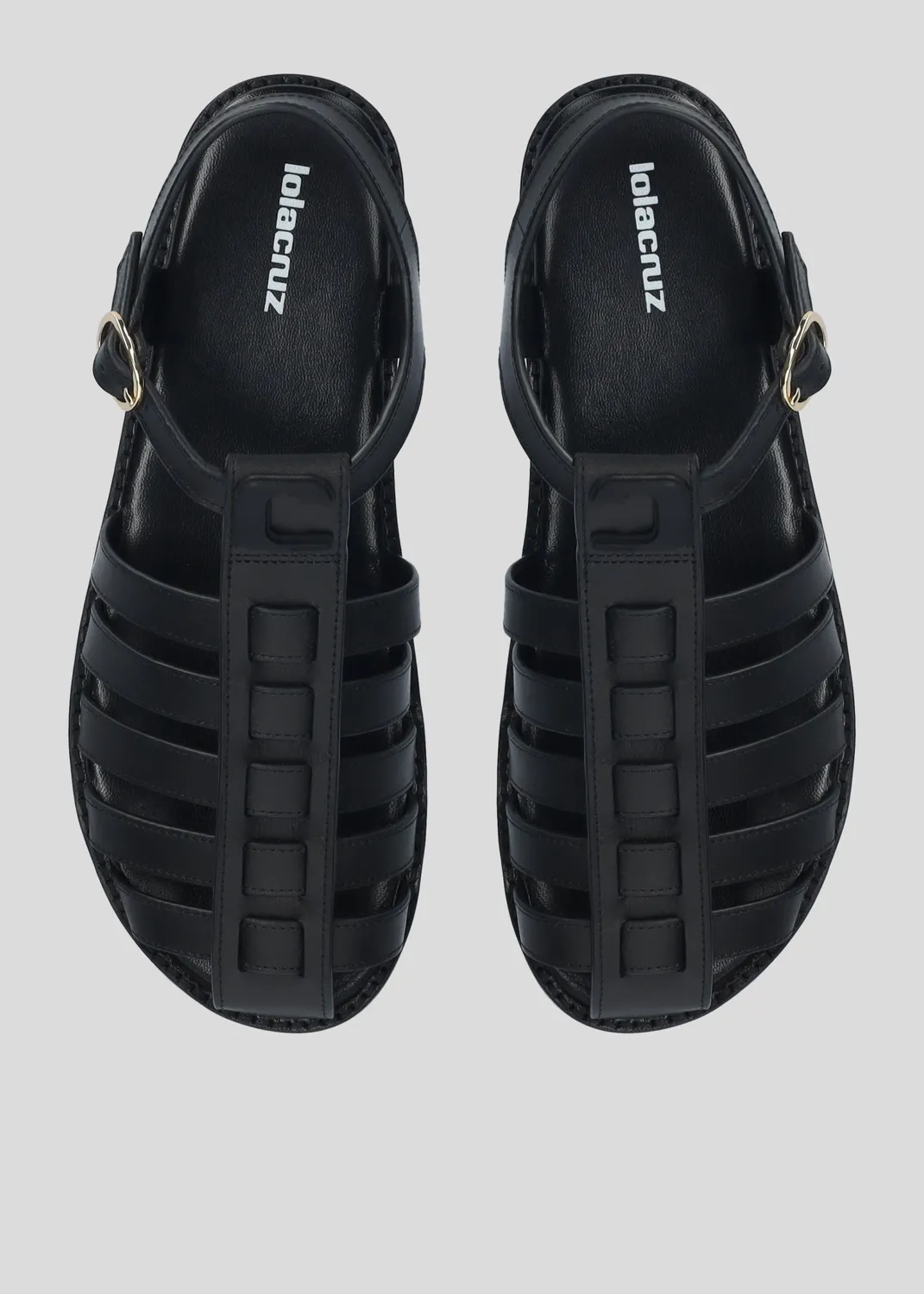 Lola Cruz Devon Flats Sandales plates Noir