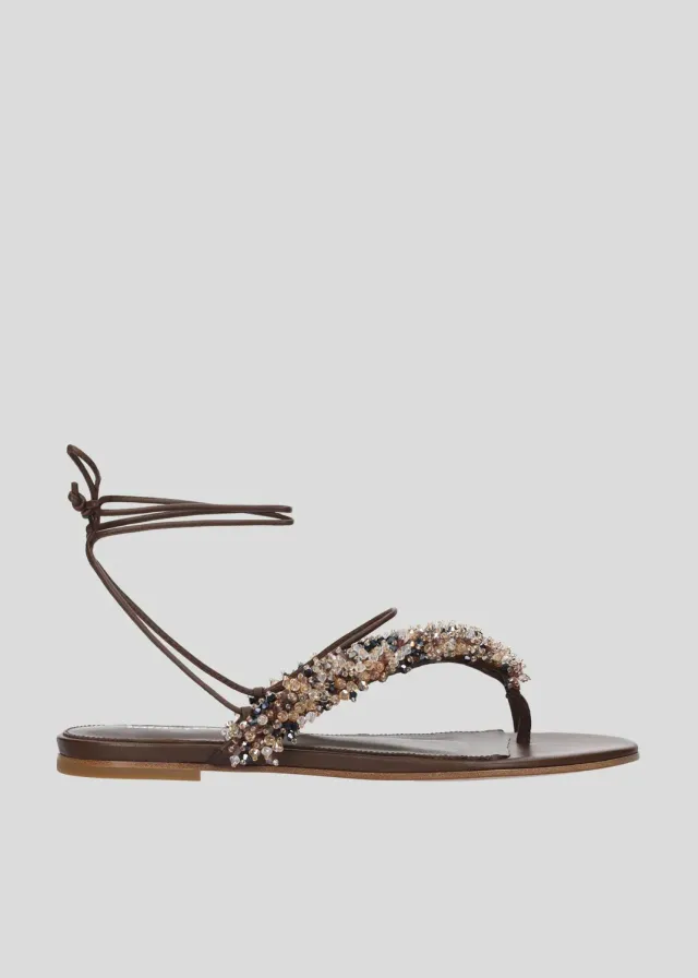 Lola Cruz Martina sandales plates marron