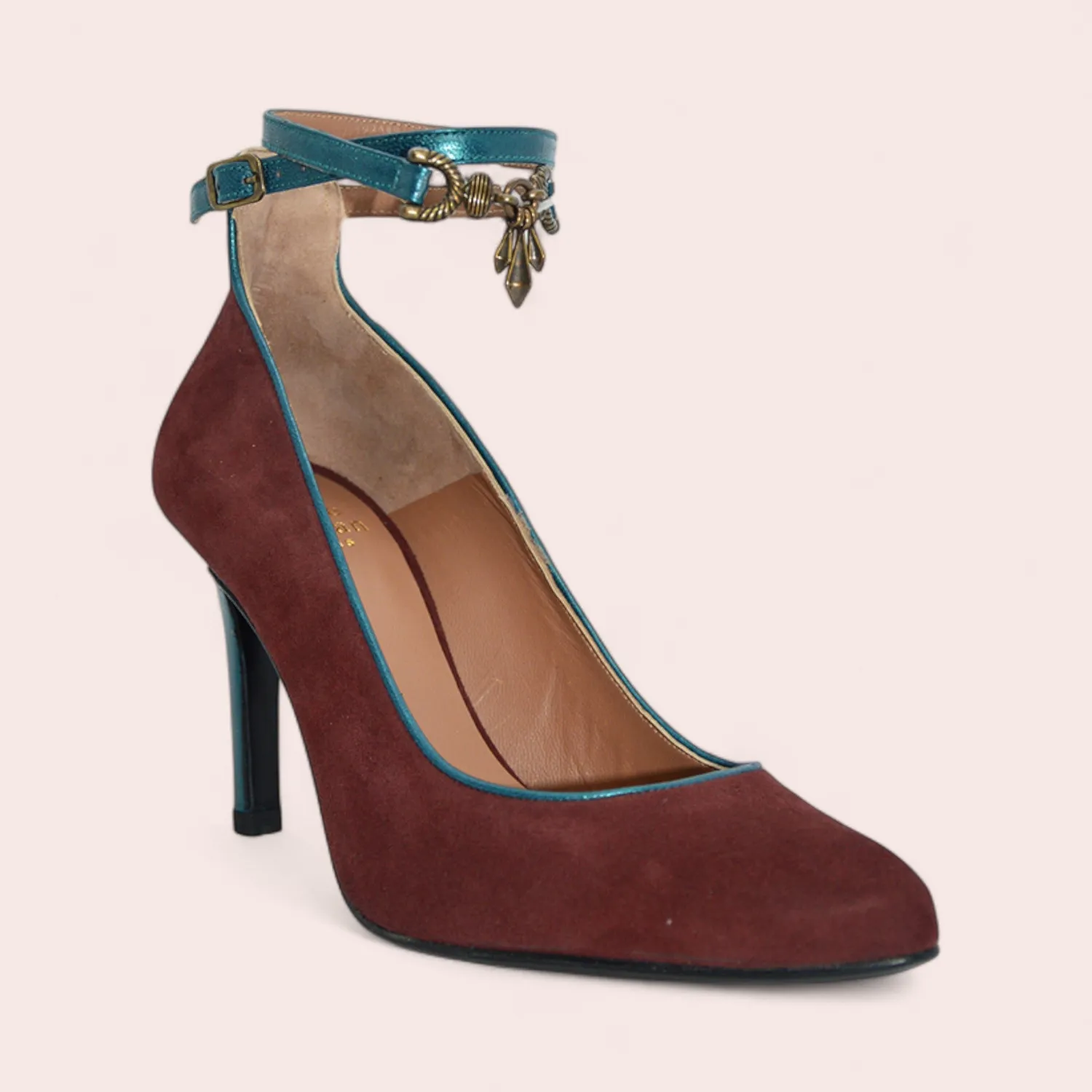 Karine Arabian Glam escarpin bordeaux cuir velours