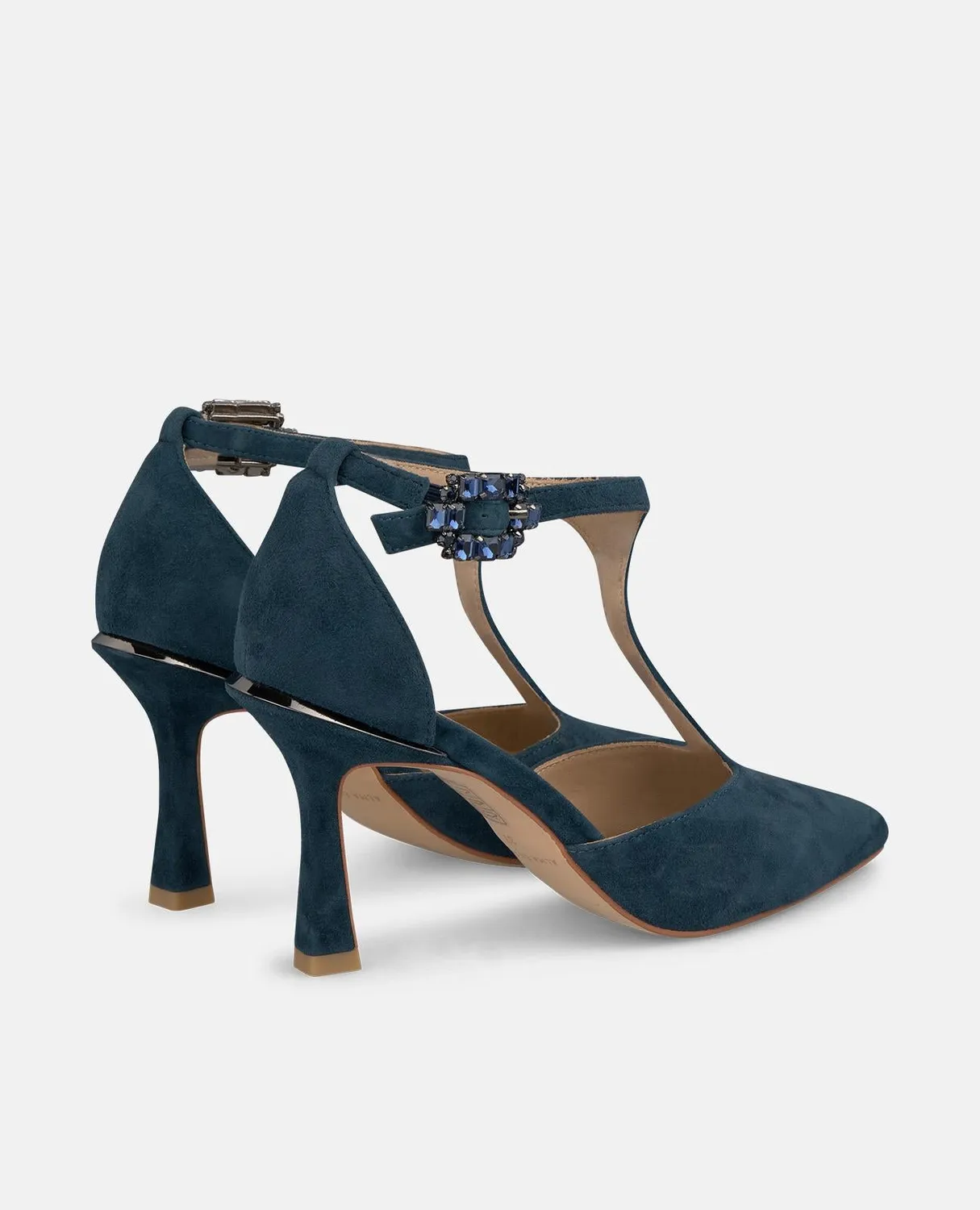 ALMA EN PENA I250405 escarpins bleu marine cuir bijou 9 cm