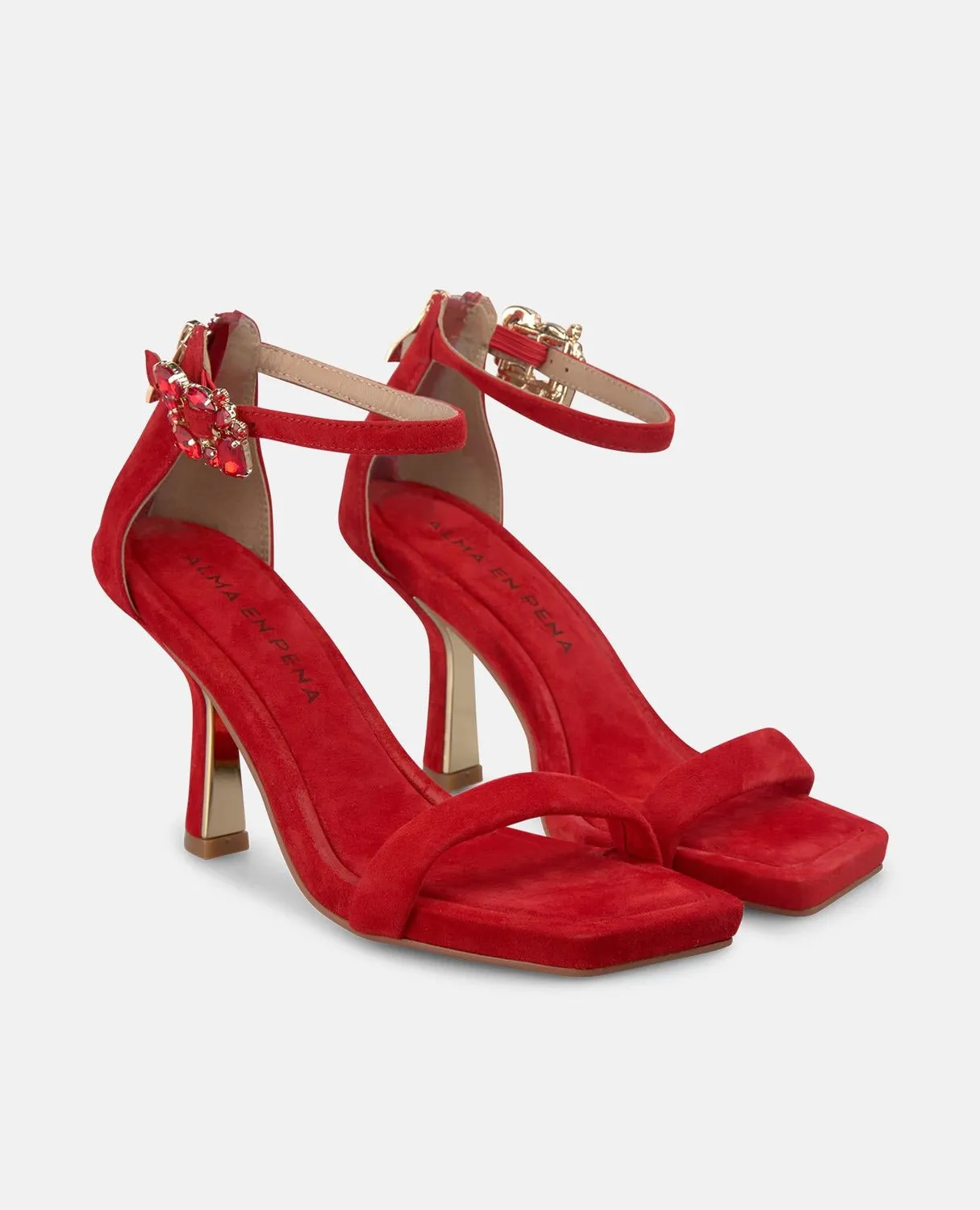 Alma en Pena V264016 sandales daim rouge talon fin 9 cm