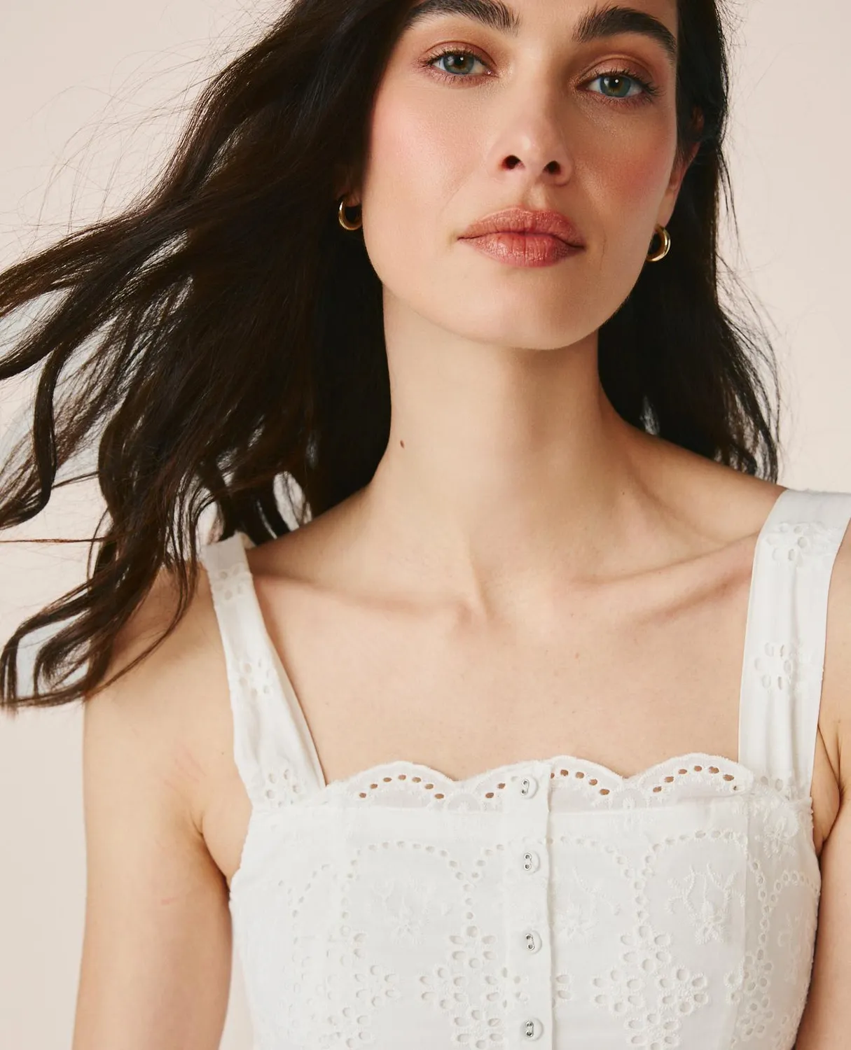 Alma en Pena V26CL0247 robe midi blanche broderie