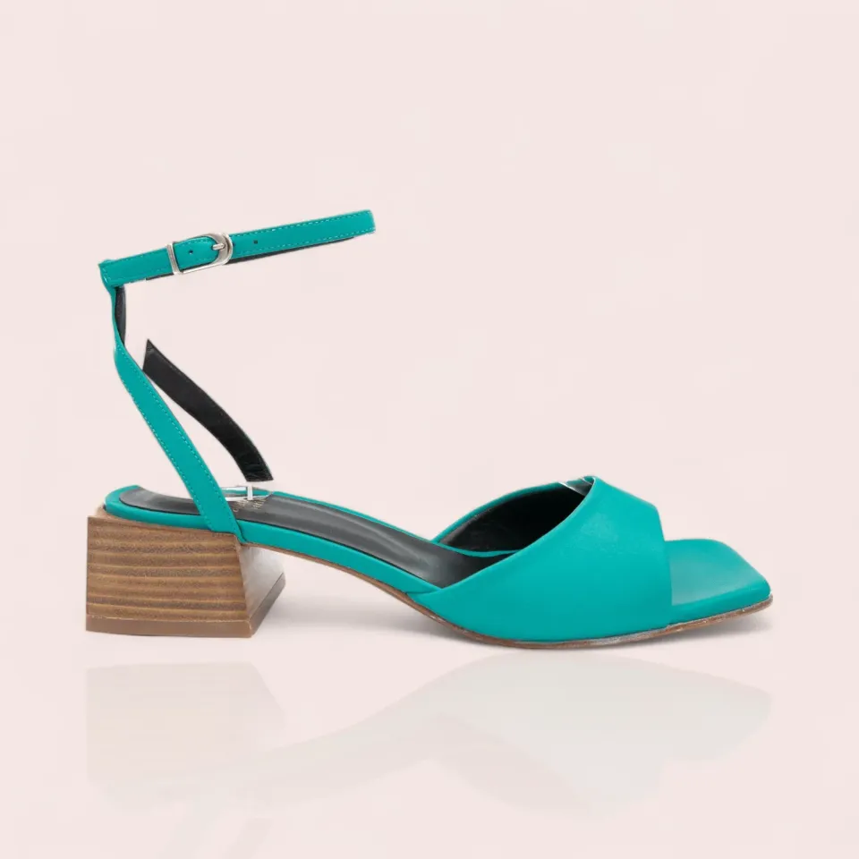 Karine Arabian ALBERTA sandale turquoise cuir talon 50 mm